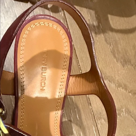 Tory Burch Burgundy Strappy Sandals - Picture 2 of 6